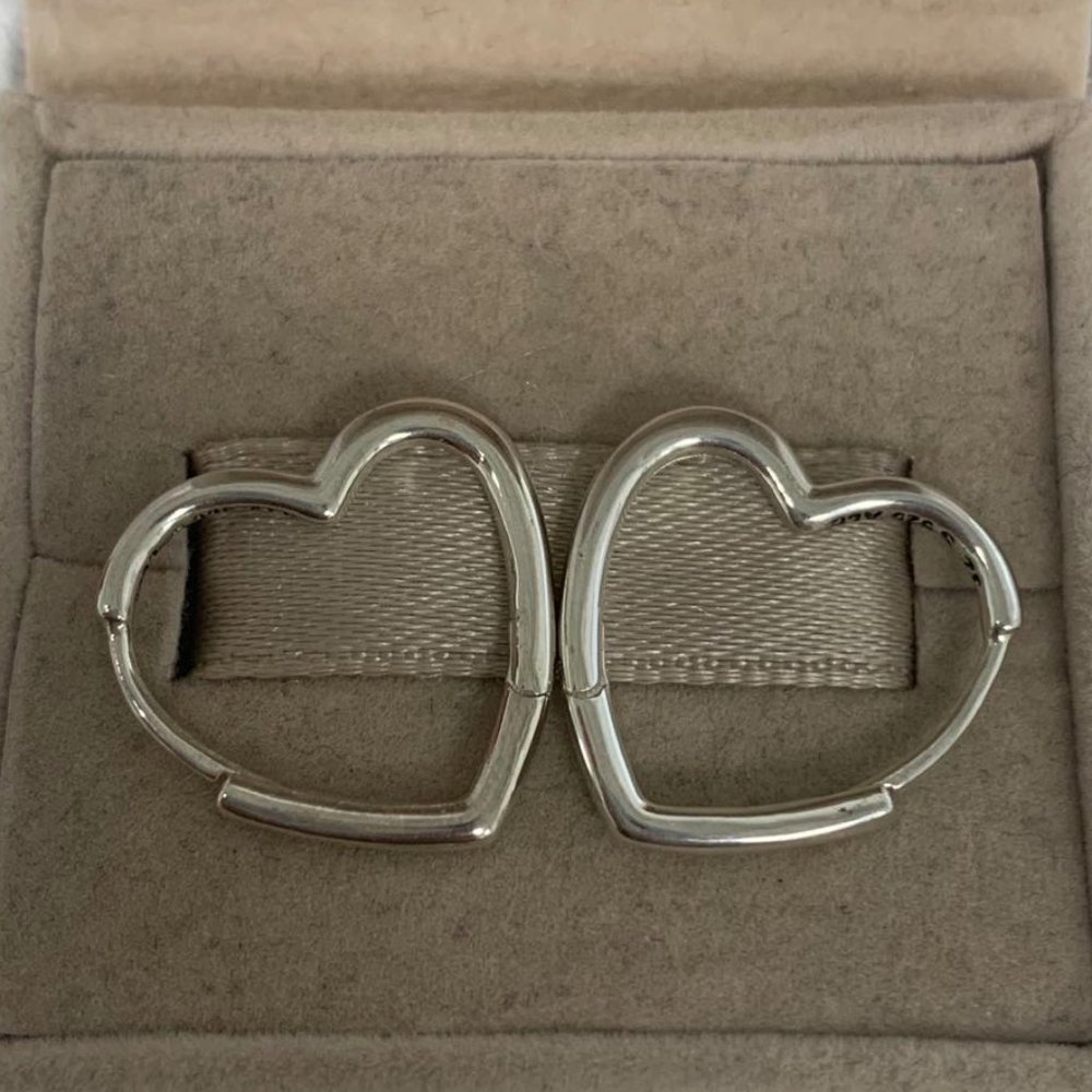 Pandora Asymmetrical Heart Hoop Earrings